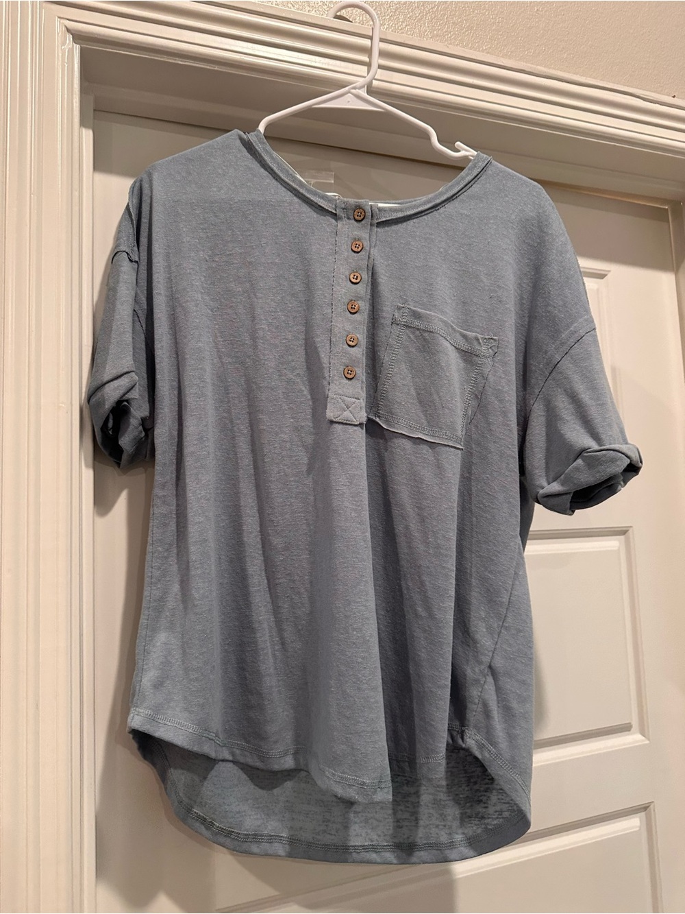 bohme Light Blue Short Sleeve Henley Pocket Tee